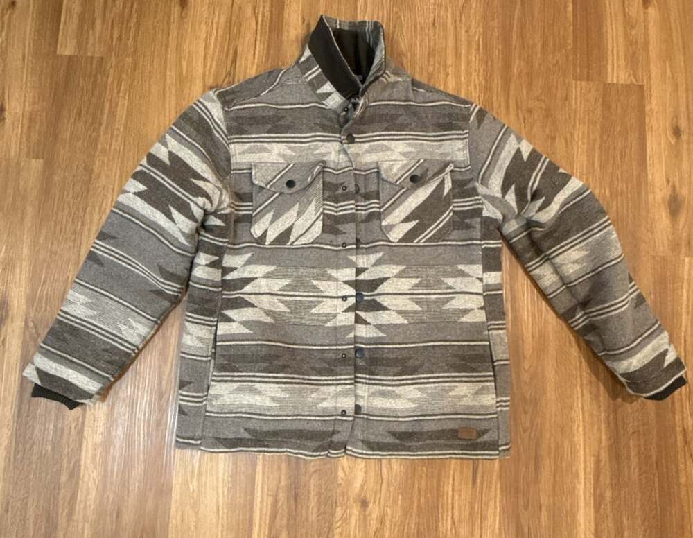 Jachs New York Aztec Sherpa Lined Jacket Size L Gray Brown
